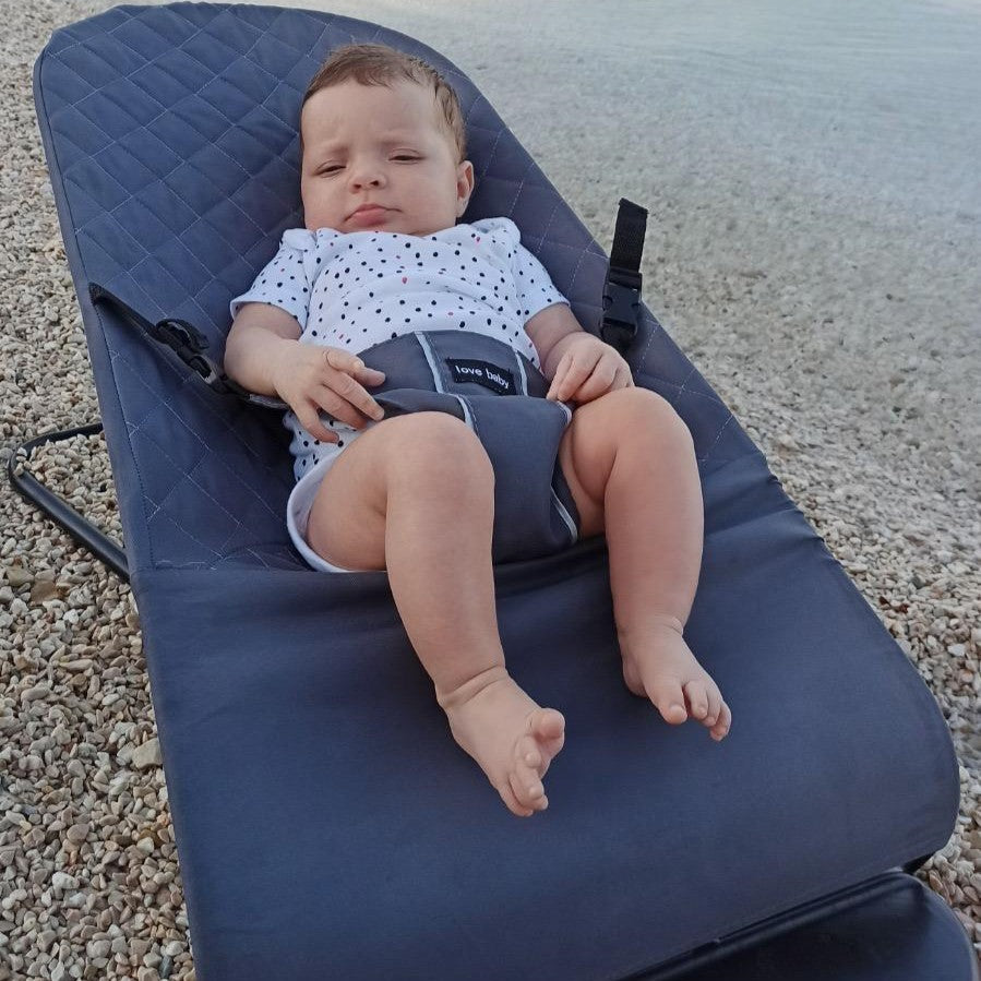 Balansoar copii leagan ergonomic bebe cu inclinare reglabila, pliabil, 0+luni, gri