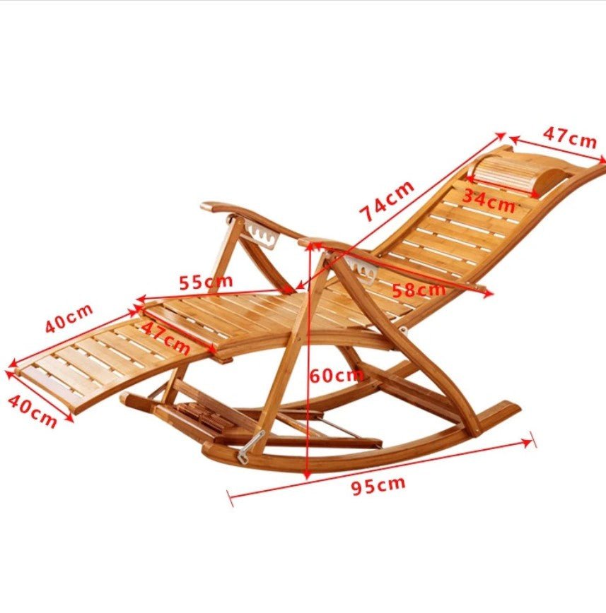 Balansoar de lemn cu suport picioare, scaun balansoar cu spatar ajustabil si rola masaj picioare, dimensiuni 122x79x46cm - BUZ.RO