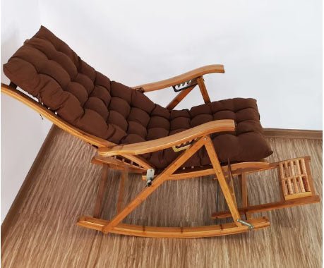 Balansoar de lemn, scaun balansoar interior si exterior, cu cadru lemn rezistent, cu perna maro, dimensiuni 122x79x46cm - BUZ.RO