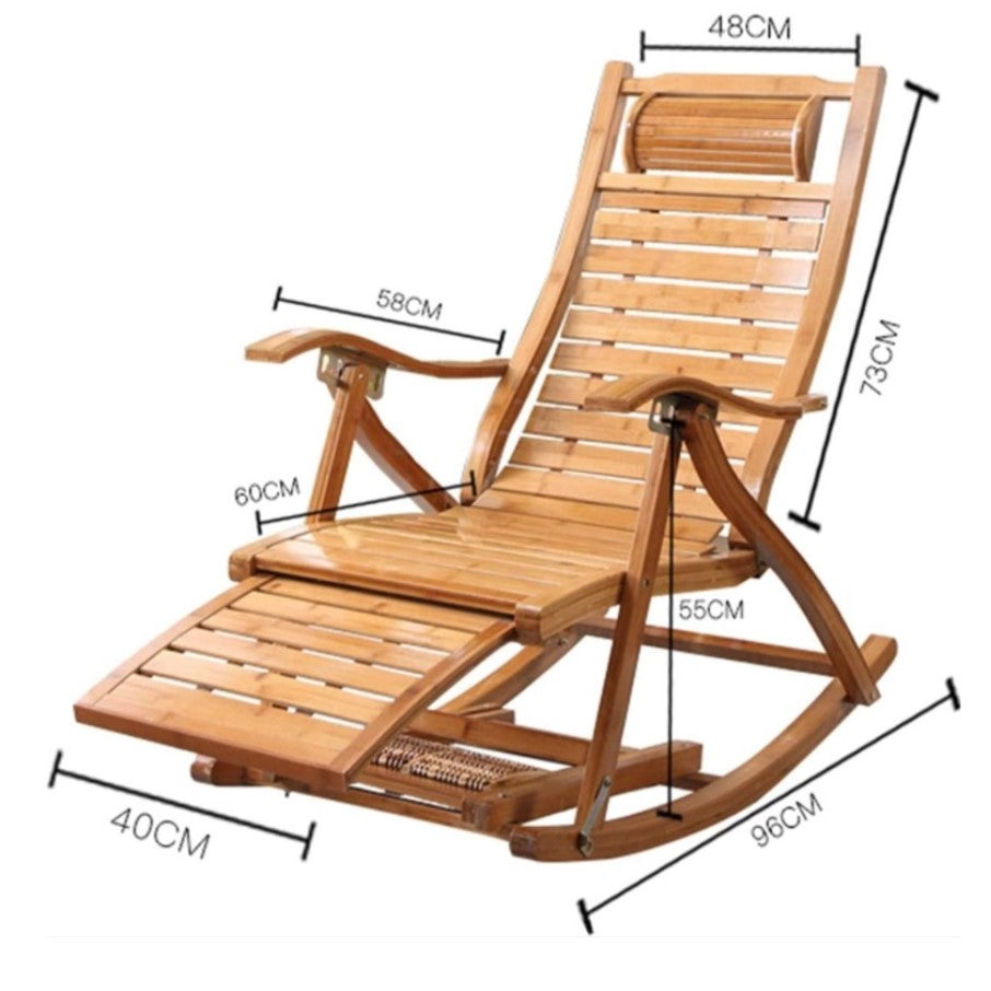 Balansoar de lemn cu suport picioare, scaun balansoar cu spatar ajustabil si rola masaj picioare, dimensiuni 122x79x46cm