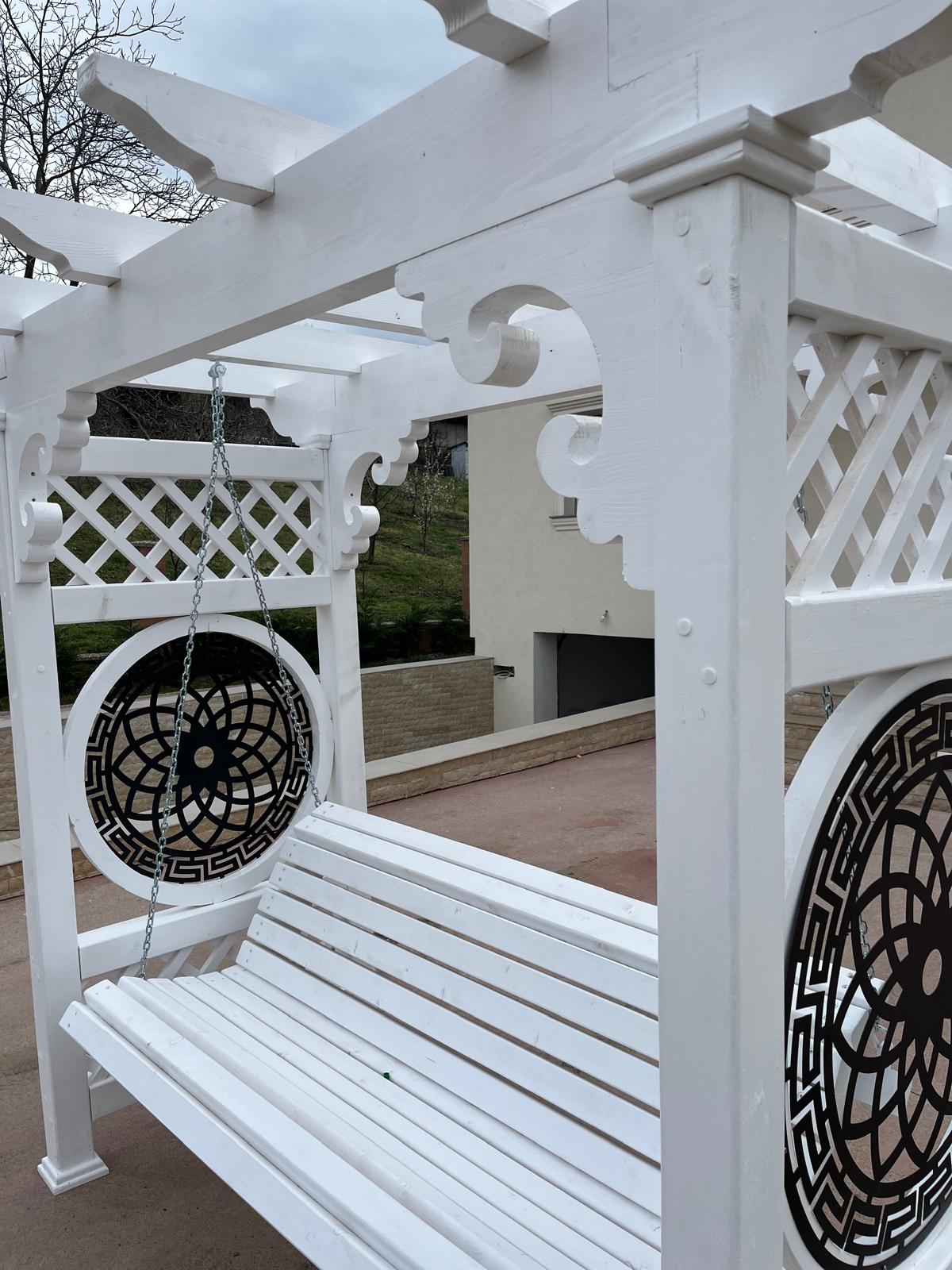 Balansoar gradina leagan lemn pentru curte terasa tip pergola, 2 locuri - BUZ.RO