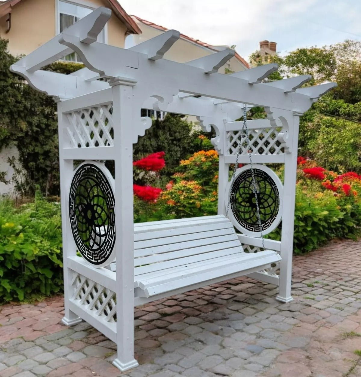 Balansoar gradina leagan lemn pentru curte terasa tip pergola, 2 locuri - BUZ.RO