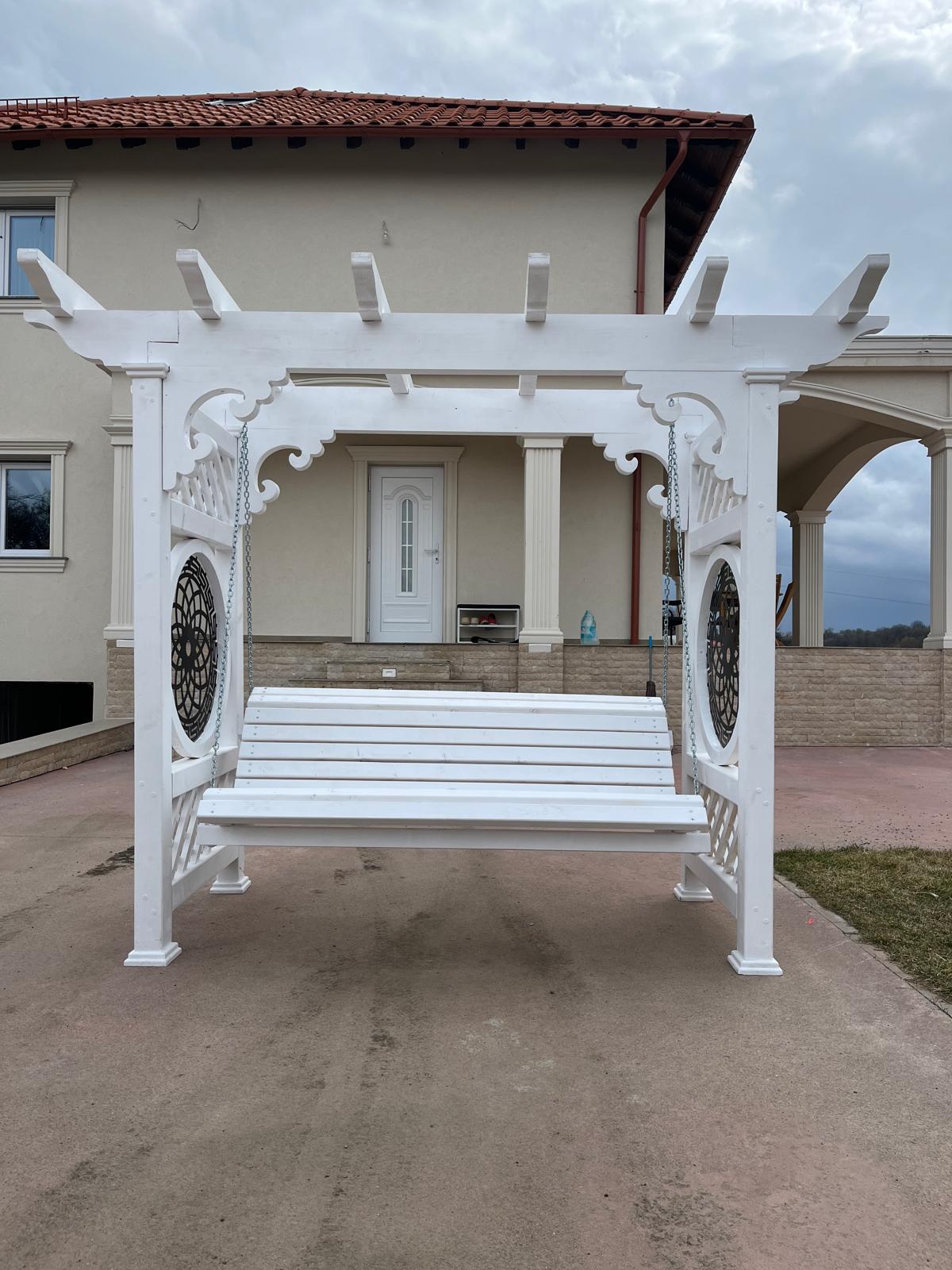 Balansoar gradina leagan lemn pentru curte terasa tip pergola, 2 locuri - BUZ.RO
