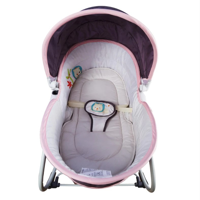 Balansoar pentru bebe, leagan 5in1, multifunctional, carusel muzical inclus, vibratii, plasa de tantari, spatar reglabil, mov