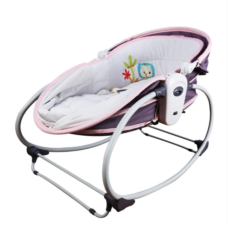 Balansoar pentru bebe, leagan 5in1, multifunctional, carusel muzical inclus, vibratii, plasa de tantari, spatar reglabil, mov