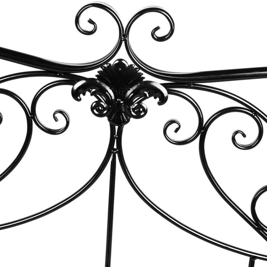 Banca pentru gradina, exterior, din metal, pentru 2 persoane, cu spatar, din fonta, neagra