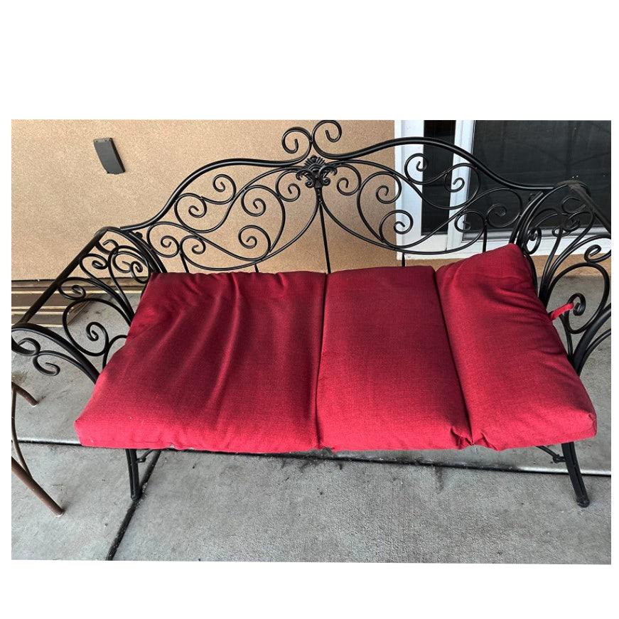 Banca pentru gradina, exterior, din metal, pentru 2 persoane, cu spatar, din fonta, neagra