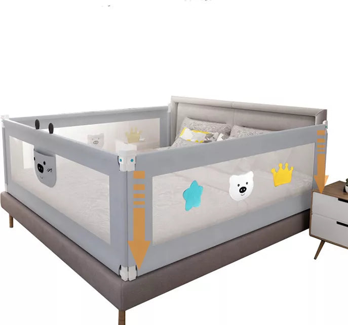 Set 3 bariere protectie culisante + STABILIZATOR pentru pat, inaltime reglabila 68-98 cm, 160 cm 180 cm 200 cm