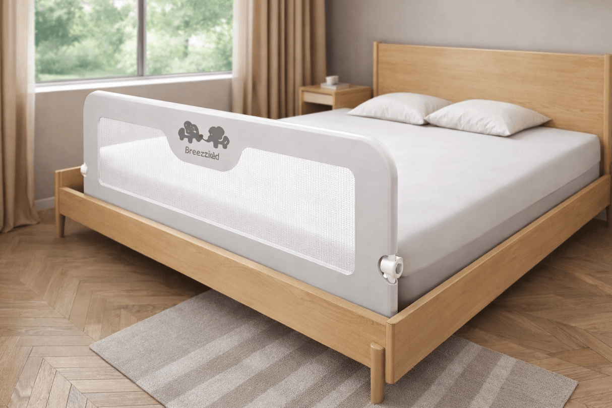 Bariera protectie pat, aparatoare patut, copii, lungime 150 cm, gri - BUZ.RO