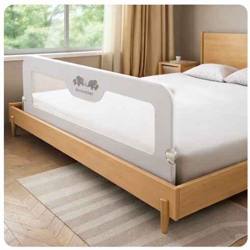 Bariera protectie pat, aparatoare patut, copii, lungime 150 cm, gri - BUZ.RO