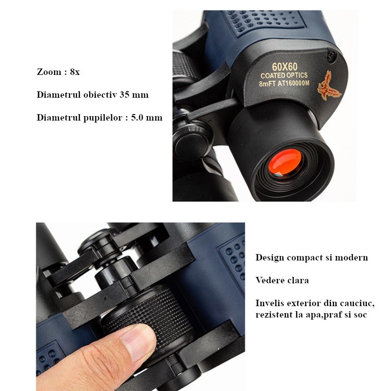 Binoclu profesional, pentru drumetii, excursii, sport, vanatoare, meci fotbal, concert, cu protectie pentru ochi - BUZ.RO