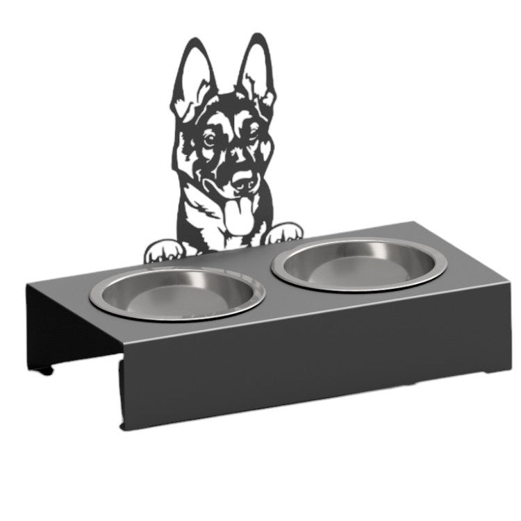 Bol pentru mancare si apa catei , din inox cu decor in forma de catel 48x40x23 cm