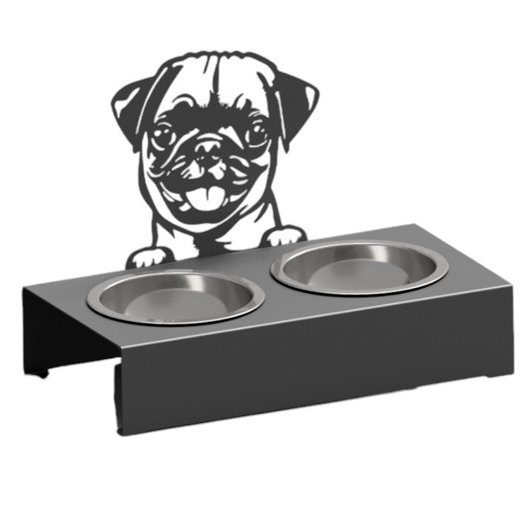 Bol pentru mancare si apa catei , din inox cu decor in forma de catel 40x48x23 cm