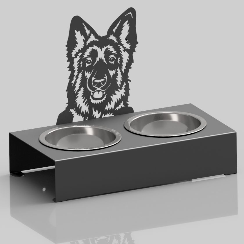 Bol pentru mancare si apa catei , din inox cu decor in forma de catel 48x40x23 cm