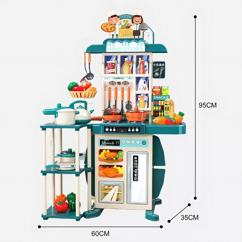 Bucatarie completa copii, lumini, sunete si multiple accesorii, 95 CM inaltime, cu 73 accesorii