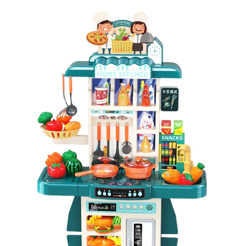 Bucatarie completa copii, lumini, sunete si multiple accesorii, 95 CM inaltime, cu 73 accesorii