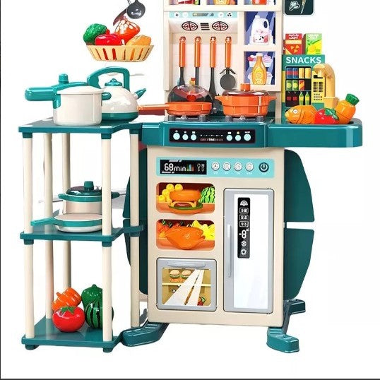 Bucatarie completa copii, lumini, sunete si multiple accesorii, 95 CM inaltime, cu 73 accesorii