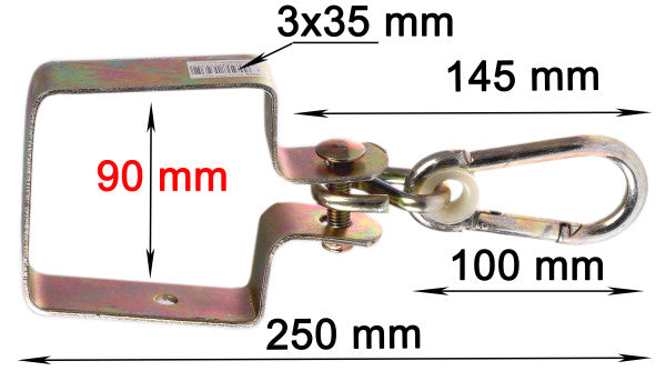 Colier carlig leagan carabiniera fixare ginda 90 x 90   scranciob conector din metal suporta 100 kg -gold