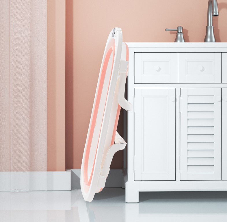 Cadita bebe cu suport, cadita de baie, pliabila, cu pernuta , termometru, usor de utilizat, picioare antiderapante, varsta 0 - 3 ani, albastru ROZ - BUZ.RO