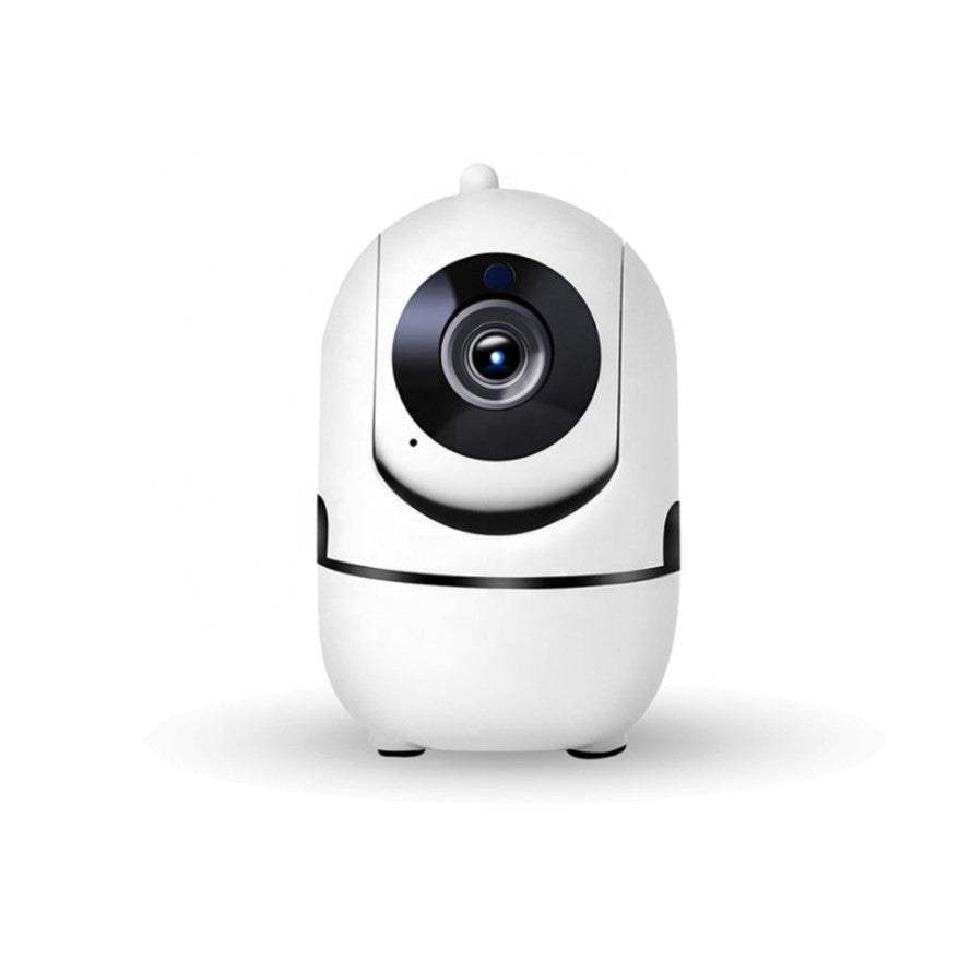Camera de supraveghere video, WIFI, smart, 1080P, senzor audio, inregistrare pe card, microfon, rotire 360 grade, vedere panoramica, alba - BUZ.RO