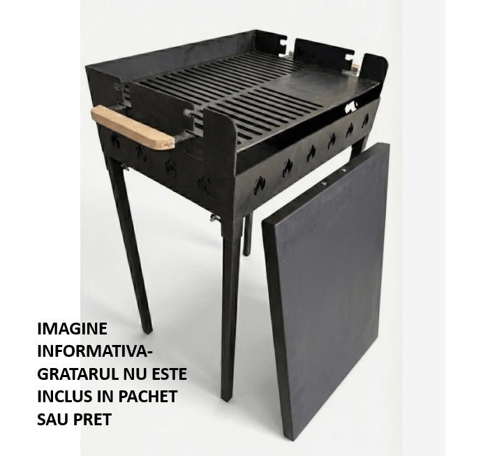 Capac Metalic pentru Gratar sau Focar – Dreptungiular, Negru Mat | Protecție Premium pentru gratar exterior - BUZ.RO