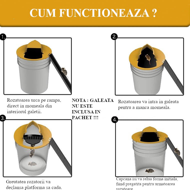 Capcana pentru galeata cu clapeta, pentru rozatoare, soareci, sobolani - BUZ.RO