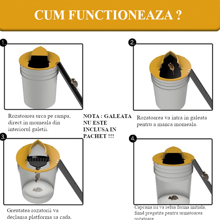 Capcana pentru galeata cu clapeta, pentru rozatoare, soareci, sobolani