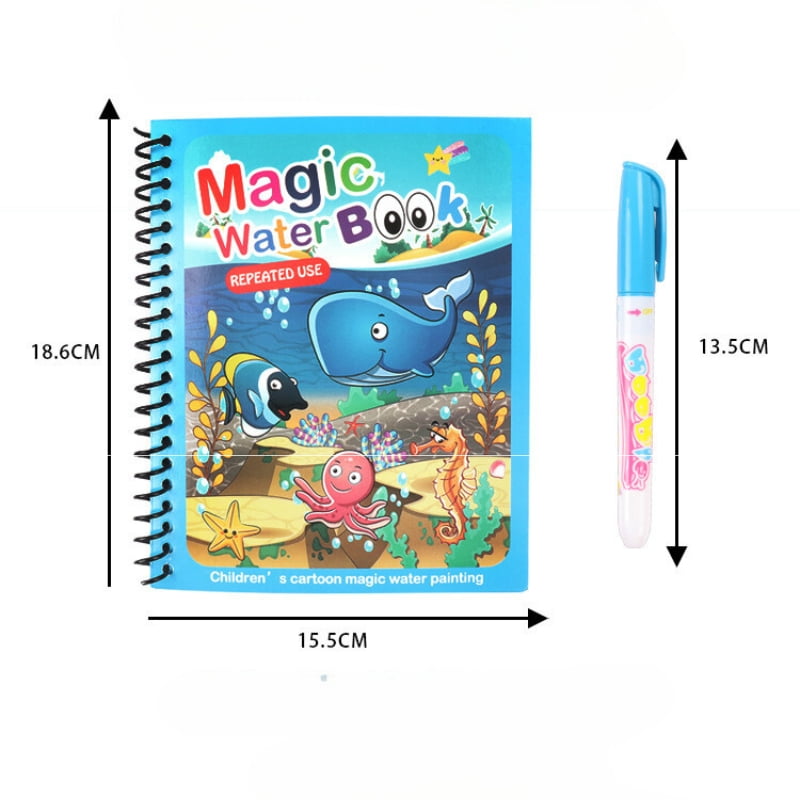 Carte de colorat cu apa Magic Book, reutilizabil, diverse modele, tip Montessori, buz