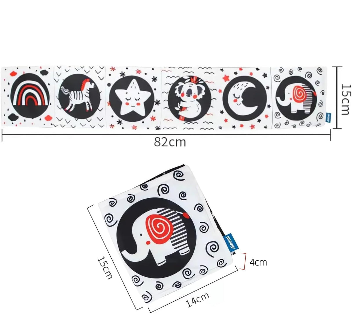 Carte fosnitoare cu imagini pentru stimulare vizuala si senzoriala bebelusi, carduri alb/negru/rosu, pentru dentitia bebelusului, 0+ luni