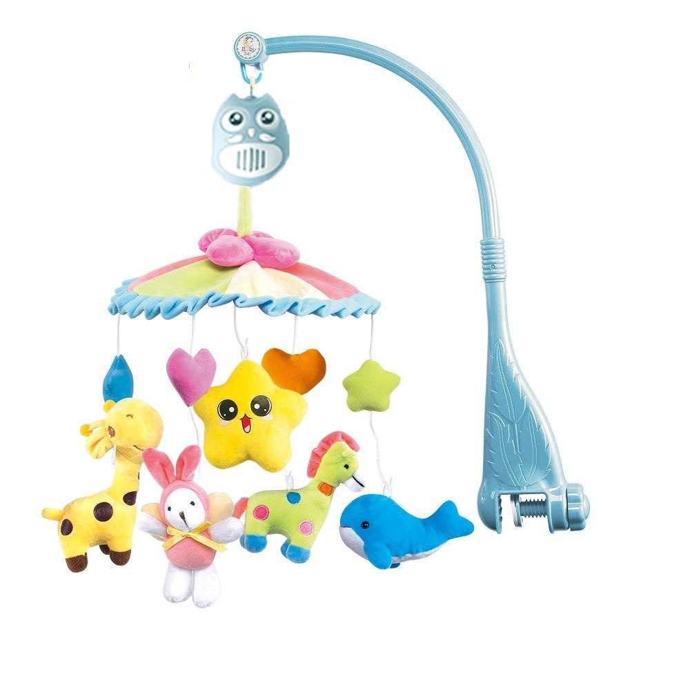 Carusel muzical patut, jucarii detasabile, cu bufnita, rotatie 360°