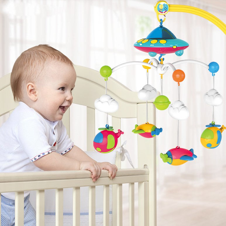 Carusel muzical pentru patut cu jucarii detasabile, rotatie 360°, multicolor