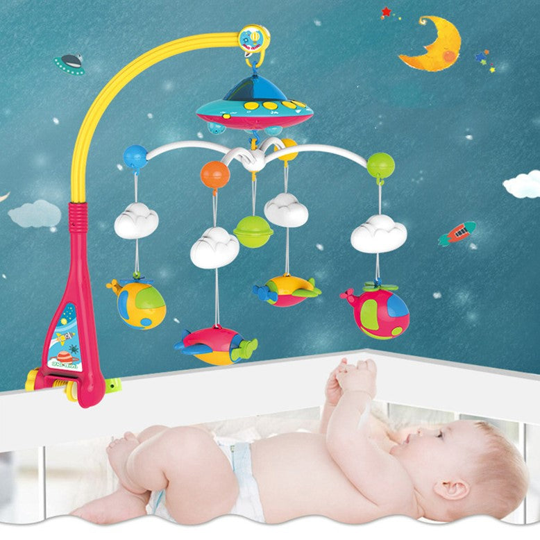 Carusel muzical pentru patut cu jucarii detasabile, rotatie 360°, multicolor