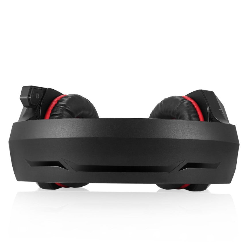 Casti gaming, hunterspider V1 pro, super deep bass, lumina LED in 7 culori, microfon noise cancelling, protectie ureche din piele, negru-rosu