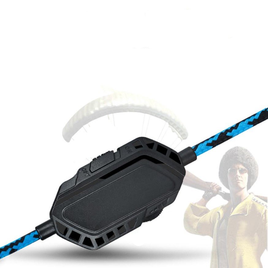 Casti gaming, stereo, cu lumina LED, super deep bass, pentru PC / XBOX / PS, microfon noise cancelling, negru - albastru - BUZ.RO