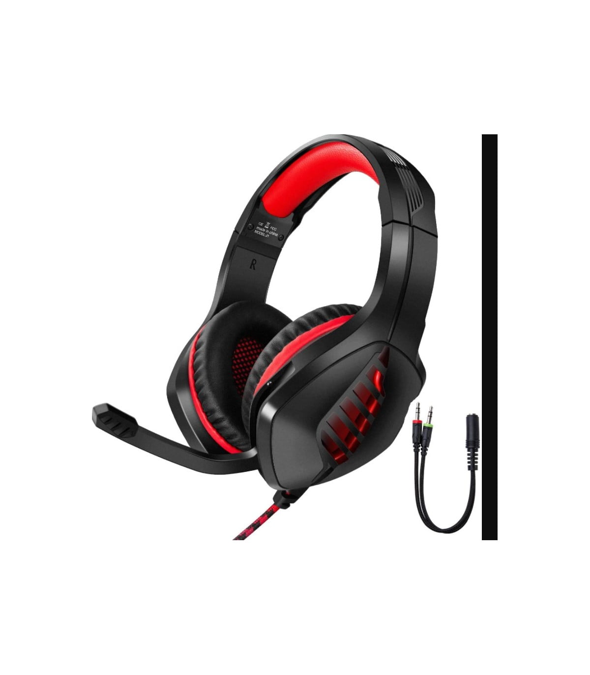 Casti gaming, stereo, cu lumina LED, super deep bass, pentru PC / XBOX / PS, microfon noise cancelling, negru-rosu