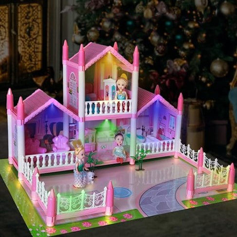 Casuta de papusi, cu mobilier si multiple accesorii , interactiva , lumini