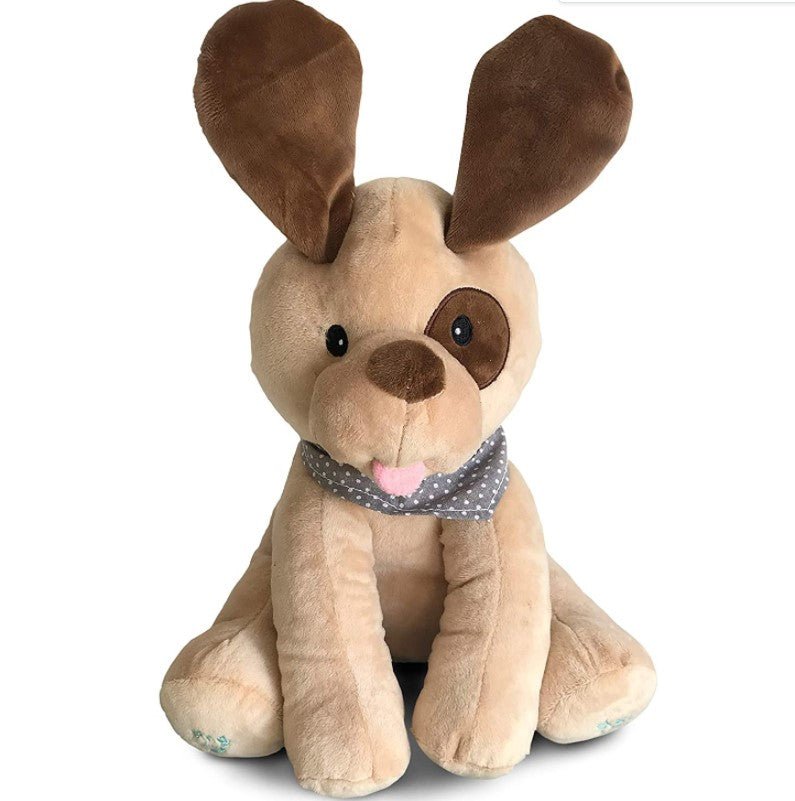 Catel de plus, catel interactiv, peek a boo, v - ati ascunselea, maro, 26 cm - BUZ.RO