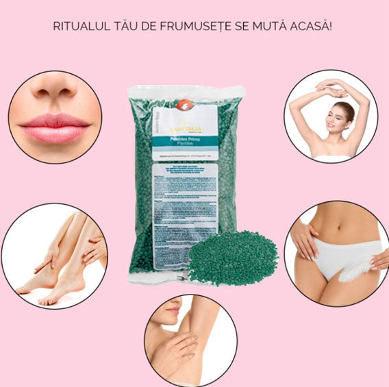 Ceara epilare, granule, ceara de epilare, elastica, Xanitalia, clorofila, verde, 500gr