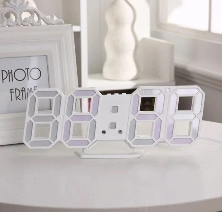 Ceas multifunctional cu LED si proiectie, alarma digitala, afisaj LCD temperatura, spatial, pentru masa sau perete, mod noapte/zi, 23x1.5 cm