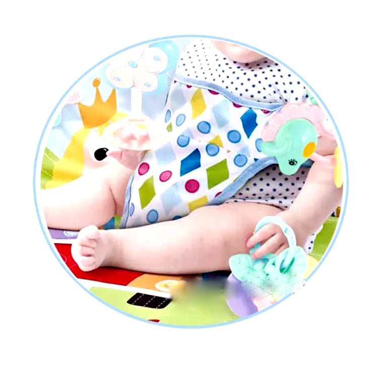 Centru de activitati 2in1, saltea de joaca cu plasa de tantari, paturica, muzical, cu jucarii zornaitoare