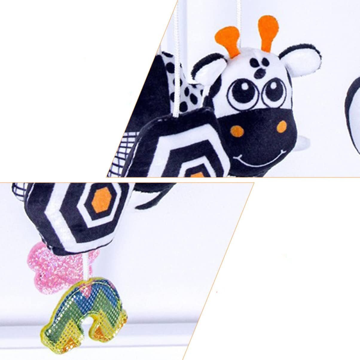 Centru de activitati pentru patut si carucior, carusel cu imagini pentru stimulare vizuala si senzoriala bebelusi, alb/negru, 0+ luni - BUZ.RO