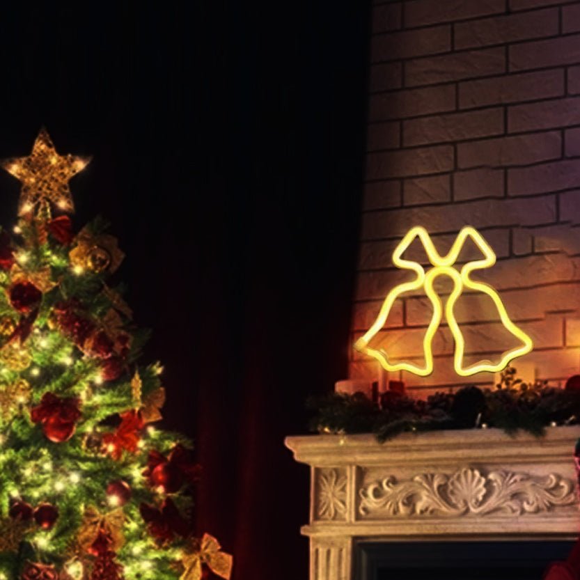 Clopotei decorativi luminosi, pentru Craciun, rezistenti la apa, suspendabili usa si geam, IP65, 50 x 60 cm, culoare alb cald - BUZ.RO