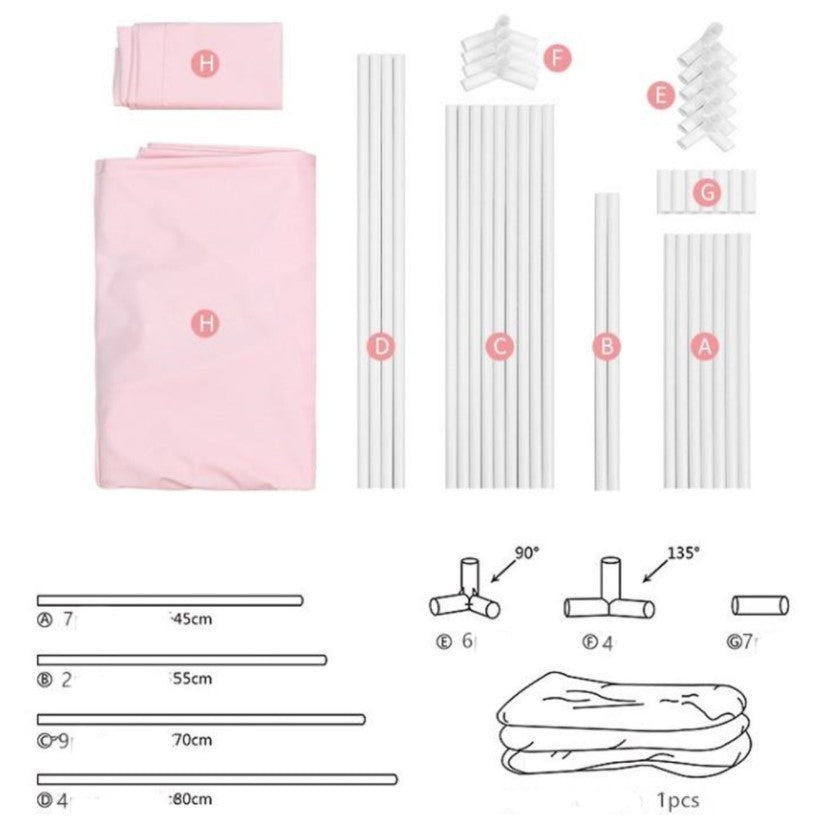 Cort copii, casuta copii, casuta de joaca, pentru copii, roz, 145x90x124 cm roz