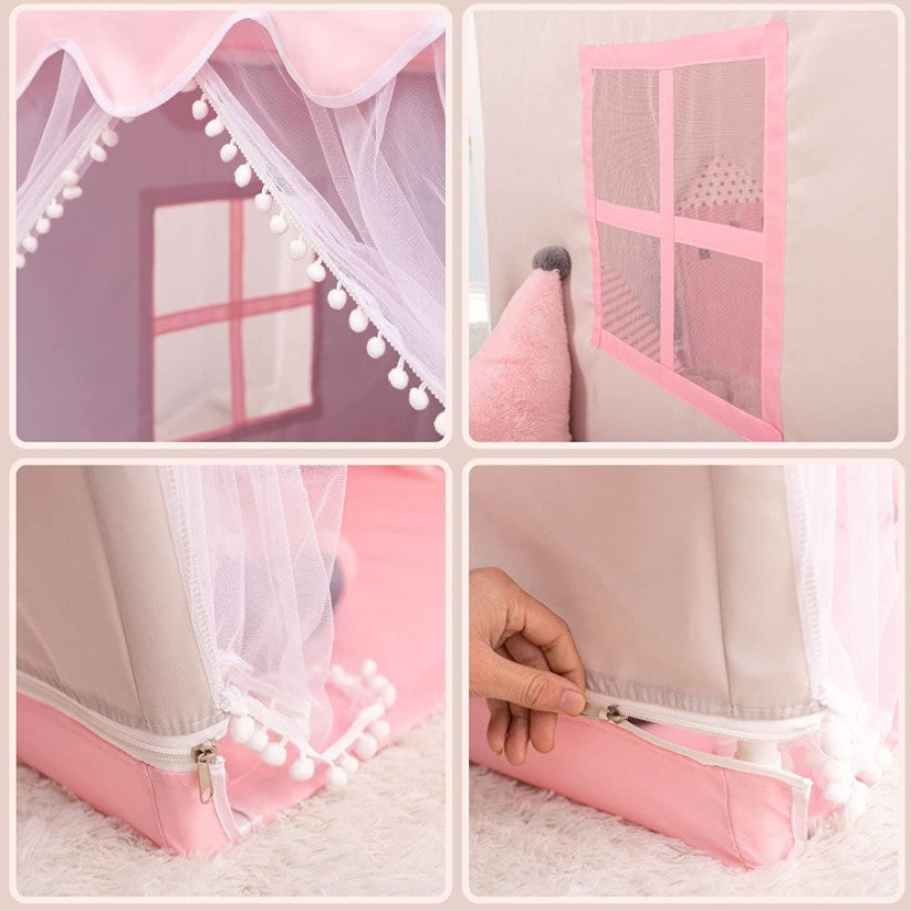 Cort copii, casuta copii, casuta de joaca, pentru copii, roz, 145x90x124 cm roz