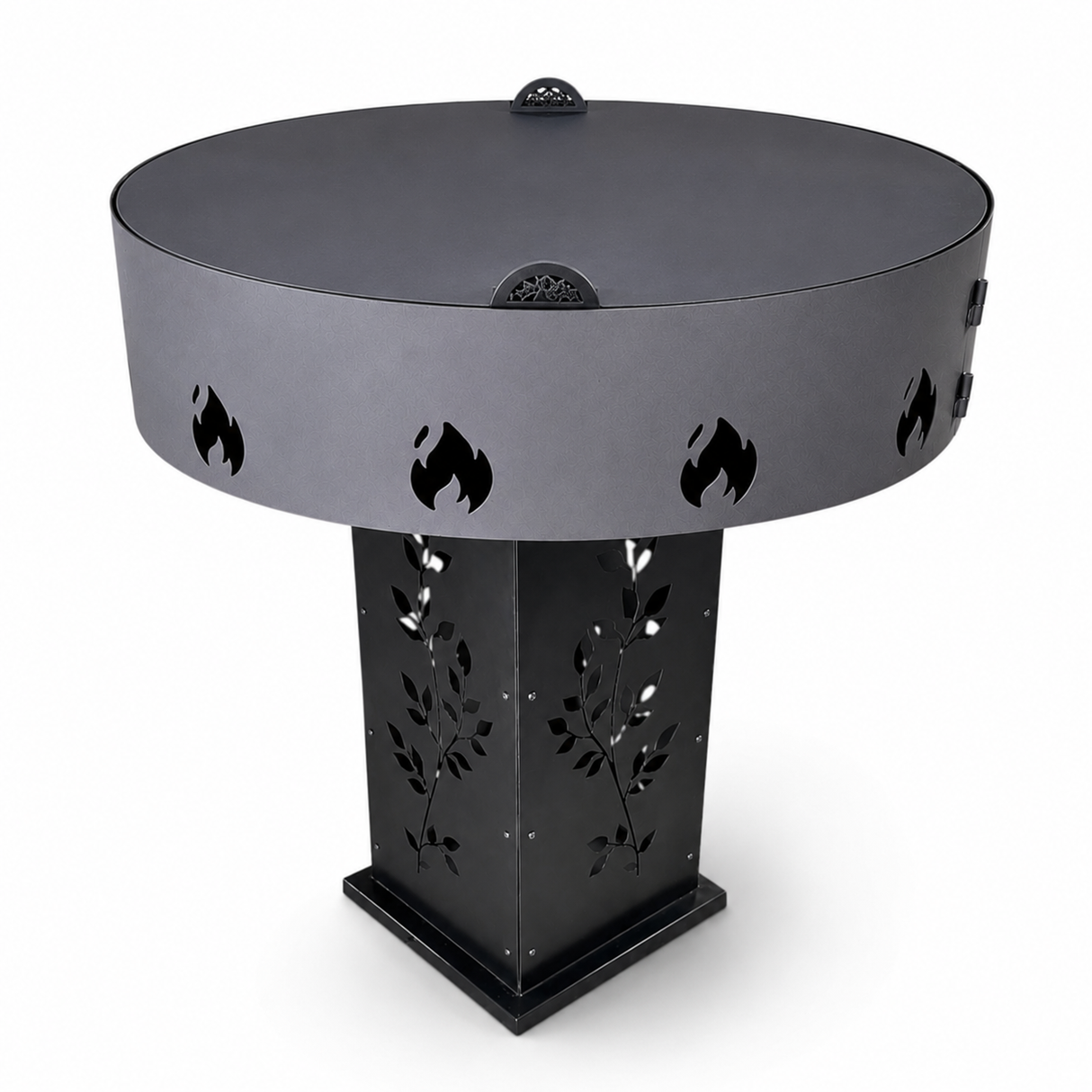 Gratar Gradina 4in1 Rotund plita 90cm |grosime 10 mm Fire Pit din fier pe lemne| terasa|multifunctional cu suport ceaun inclus