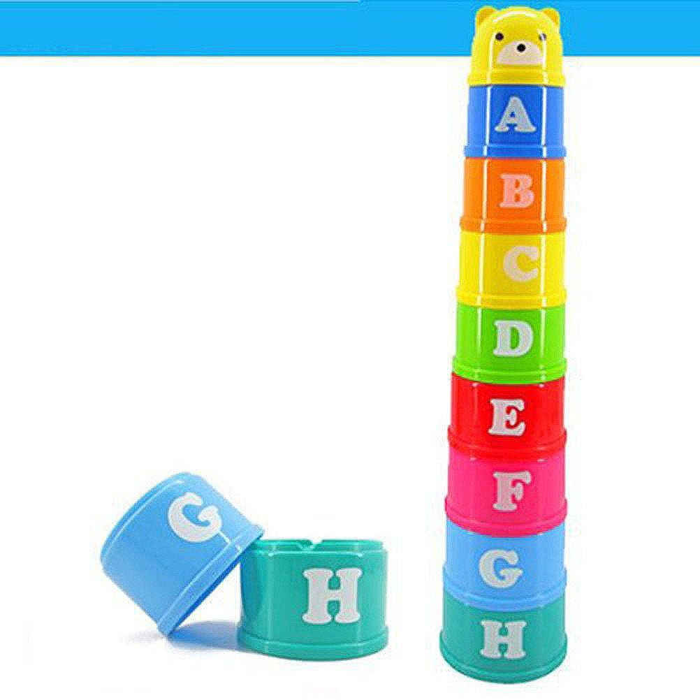 Cuburi de stivuit, cuburi colorate, turnulet din cuburi, set de construit cu numere si litere - BUZ.RO