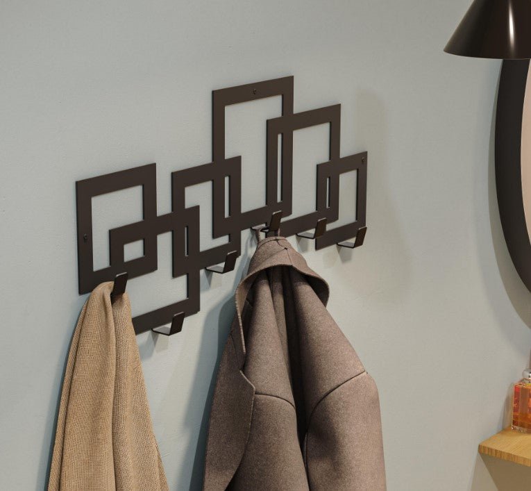 Cuier hol,baie,linving, de perete, metalic, cu 6 agatatoare,25x50cm - BUZ.RO