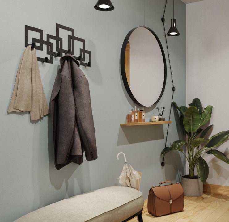 Cuier hol,baie,linving, de perete, metalic, cu 6 agatatoare,25x50cm - BUZ.RO