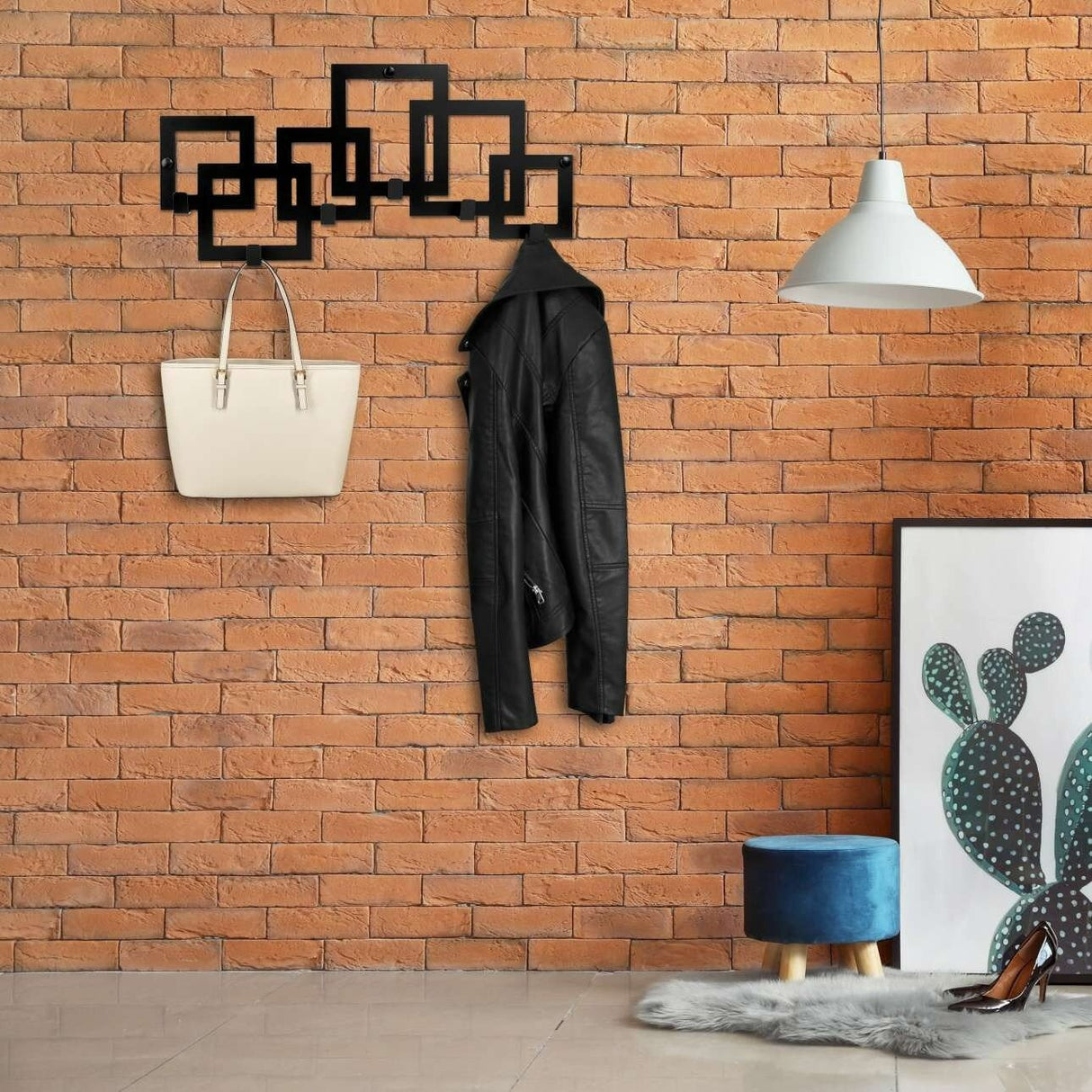 Cuier hol,baie,linving, de perete, metalic, cu 6 agatatoare,25x50cm - BUZ.RO