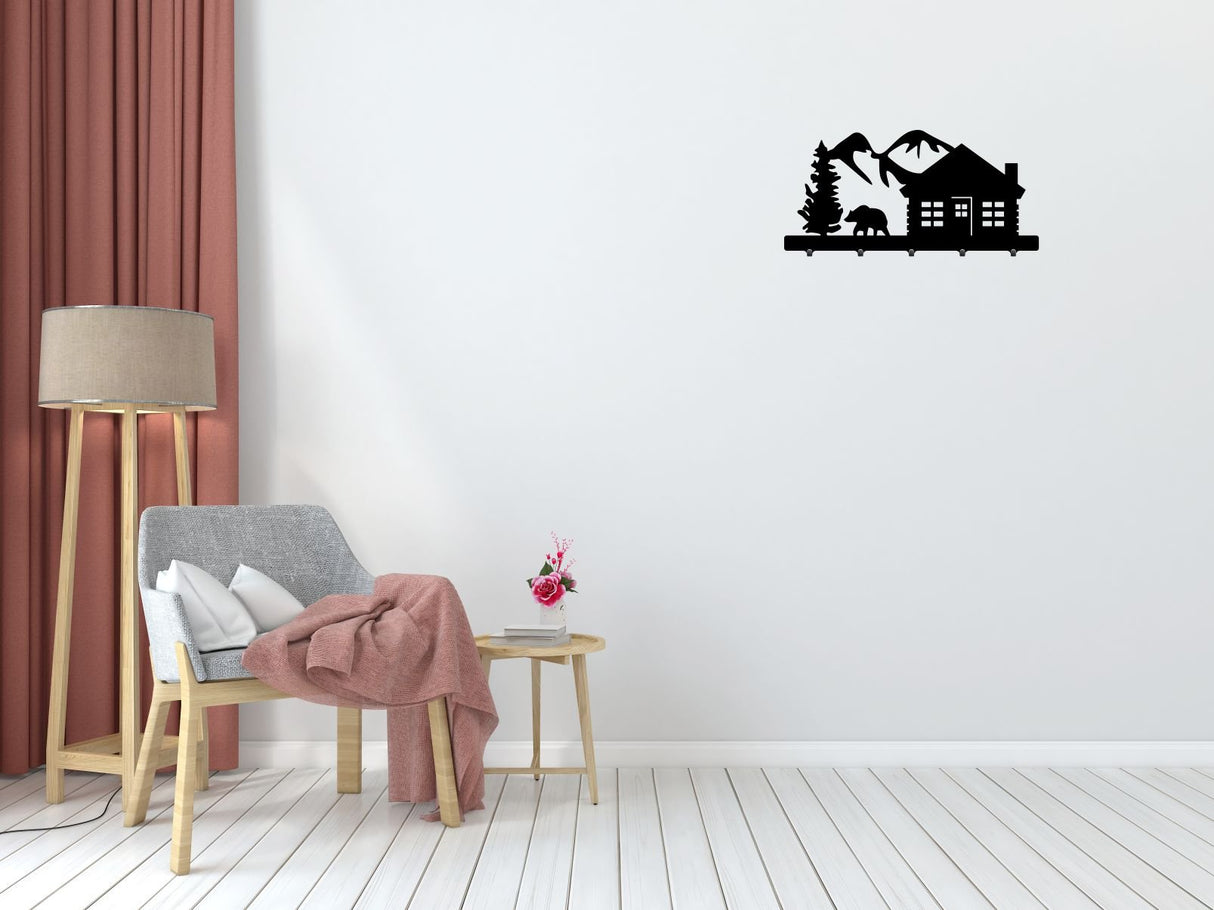 Cuier hol/baie/sufragerie , de Perete Metalic Negru Tip Natura/munte– Modern - BUZ.RO